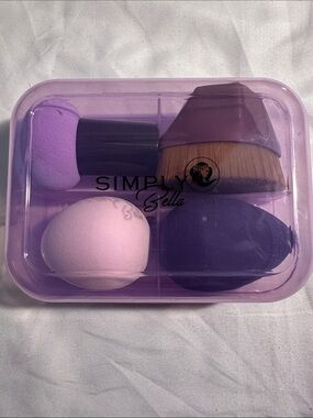 Simply Bella Purple Pink Makeup Sponge & Brush Travel Kit New